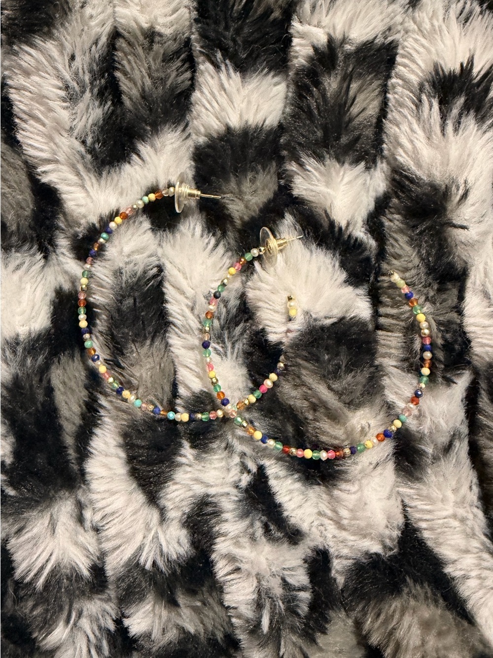 Gold-Accent Multicolor Beaded Hoop Earrings